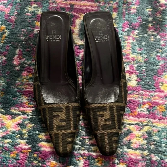 Fendi Women's Black and Brown Zucca kitten heel 6.5 - Picture 1 of 9
